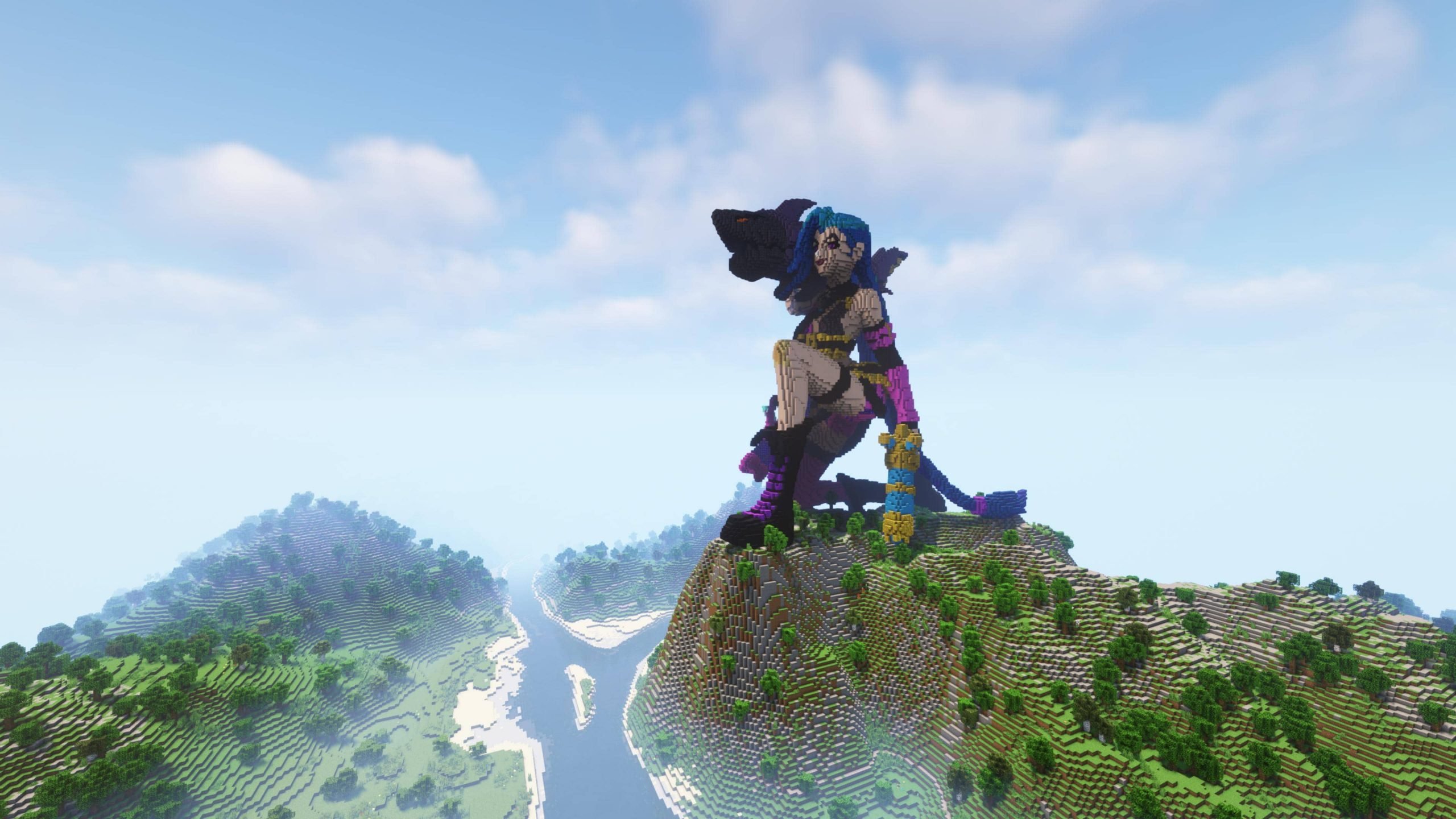 Un usuario de Minecraft recrea a Jinx a lo grande - League of Legends.